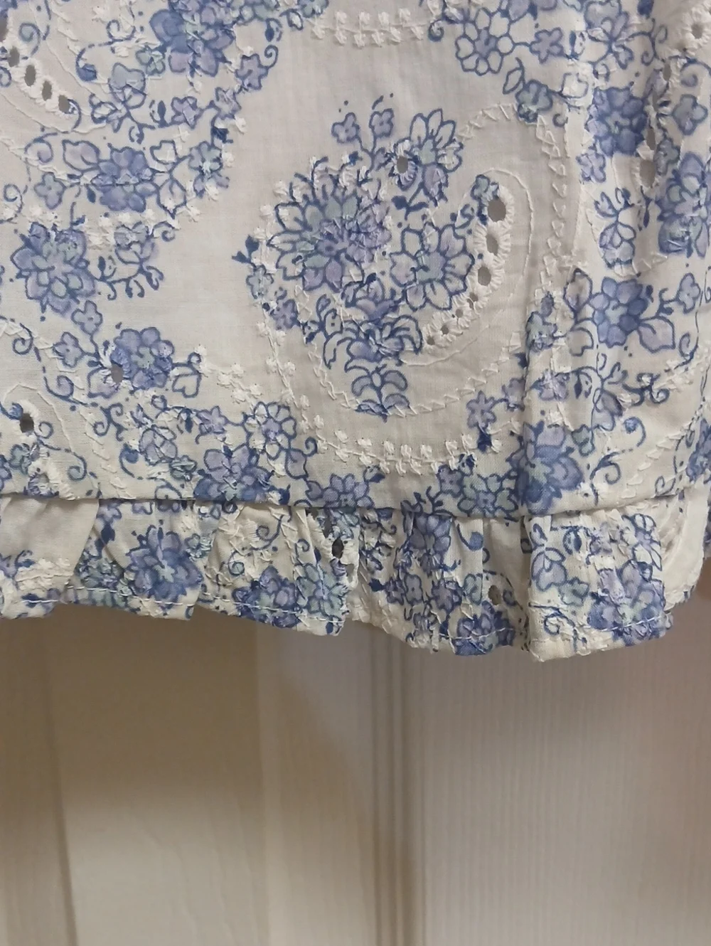Wild Fable Eyelet Ruffle Mini Skirt Blue White Floral Toile Cottagecore 2X NWT